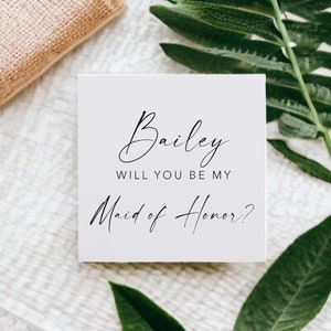 Square 4x4 Bridesmaid Proposal Card, Will You Be My Bridesmaid, Will You Be My Maid of Honor, Bridesmaid Gift Box, Bridesmaid Proposal Card image 1