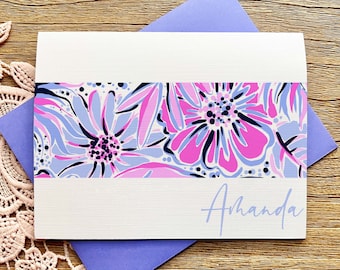 Preppy Personalized Stationery, Floral Notecard Set, Stationery Set, Custom Stationery, Personalized Stationary Set, Custom Stationary