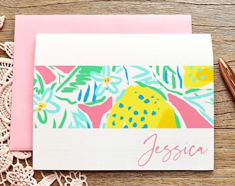 Personalized Stationery | Floral Stationary with Lilly | Stationary Notecards, Personalized Watercolor, Monogram, Custom, Girly Card Set