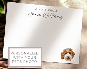 CUSTOM FOLDED Dog Notecards With Pet Portrait, Personalized Dog Note Card Set, Flat Stationary, Stationery Set