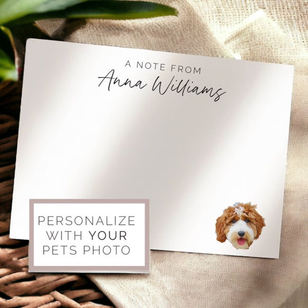 CUSTOM FOLDED Dog Notecards With Pet Portrait, Personalized Dog Note Card Set, Flat Stationary, Stationery Set