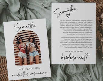 Will you be my Bridesmaid Card, Bridesmaid Card, Bridesmaid Gift, Be My Bridesmaid Photo Card, Bridesmaid Proposal Card INSTANT DOWNLOAD