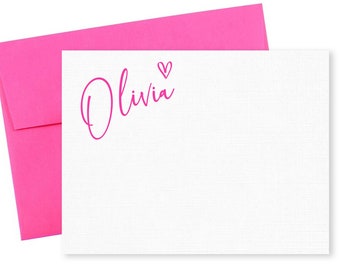 Personalized Notecards, Modern Personalized Stationery Set, Flat Notecards, Personalized Gift Stationary Gift Set & Envelopes Note Cards
