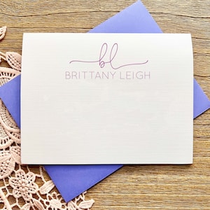 Papelería personalizada moderna, juego de tarjetas de notas personalizadas para mujeres, juego de papelería, tarjetas de notas dobladas, notas de agradecimiento, regalo de Navidad para ella