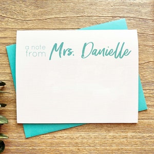 Papelería personalizada para maestra, juego de tarjetas de notas personalizadas para mujeres, juego de papelería, tarjetas de notas dobladas, notas de agradecimiento, regalo de Navidad para ella