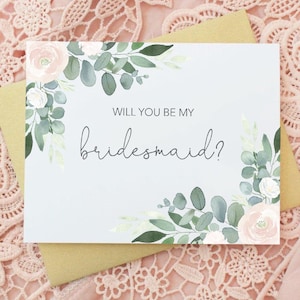 Will you be my Bridesmaid Card, Bridesmaid Gift, Wedding Cards, Bridesmaid Proposal Card, Will you be my Maid of Honor, Boho Floral Card