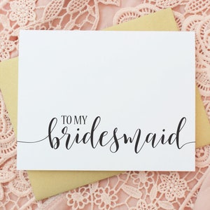 Bridesmaid Thank You Card - To My Bridesmaid - Bridesmaid Proposal Card - Ask Bridesmaid Cards -  Bridesmaid Gifts - Matron of Honor Card