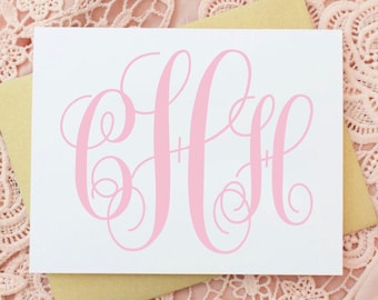 Monogrammed Notecards, Personalized Stationery, Folded Thank You Card, Stationery Set, Monogram Stationary, Custom Note Cards