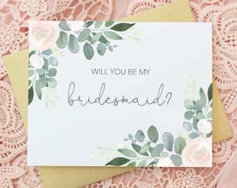 Will you be my Bridesmaid Card, Bridesmaid Gift, Wedding Cards, Bridesmaid Proposal Card, Will you be my Maid of Honor, Boho Floral Card