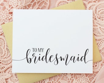 Bridesmaid Thank You Card - To My Bridesmaid - Bridesmaid Proposal Card - Ask Bridesmaid Cards -  Bridesmaid Gifts - Matron of Honor Card