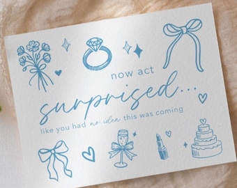 Will You Be My Bridesmaid Card, Maid of Honor Proposal Blue Hand Drawn Bow | Bridesmaid Proposal | Now Act Surprised Card, Bridesmaid Gift