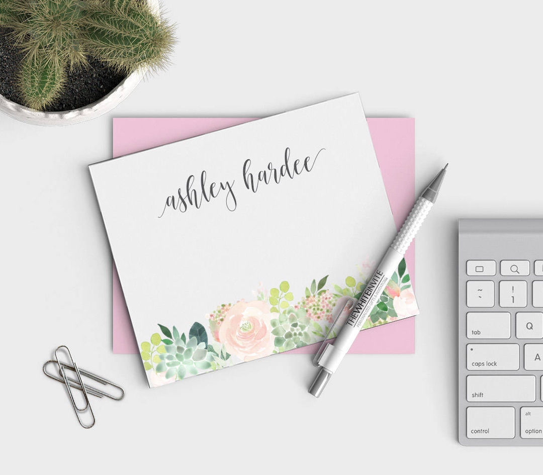 Personalized Stationery Set - Personalized Floral Note Cards ...