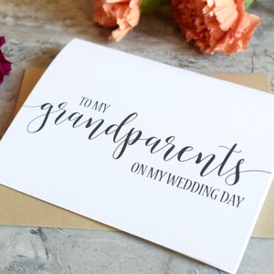 Carte de mariage pour grands-parents - À mes grands-parents le jour de mon mariage - Carte de remerciement - Souvenir du jour du mariage BC217