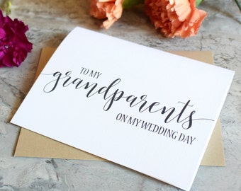 Wedding Card for Grandparents - To My Grandparents On My Wedding Day - Thank You Card - Wedding Day Keepsake BC217