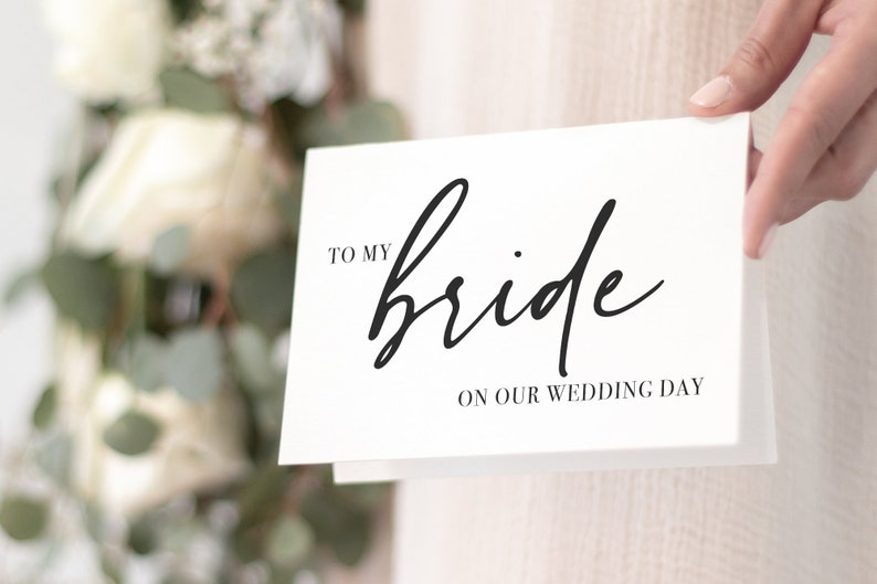 A mi novio en nuestra tarjeta del día de la boda, a mi tarjeta del día de la boda de la novia, regalo del novio, regalo de la novia, tarjeta para la novia a mi tarjeta del novio a la novia S23 imagen 2