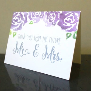 Ducha de la boda Gracias tarjeta del futuro Sr. & Sra. Tarjetas Acuarela Floral Set de 16