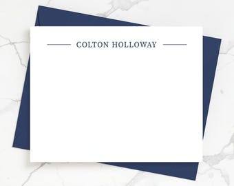 Custom Stationery for Men, Flat Notecard Set, Personalized Stationary