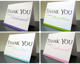 Thank You for Being My Bridesmaid, Maid of Honor, Flower Girl Bridesmaids Thank You Cards, Bridesmaid Thank You Gift Card (Set of 6)