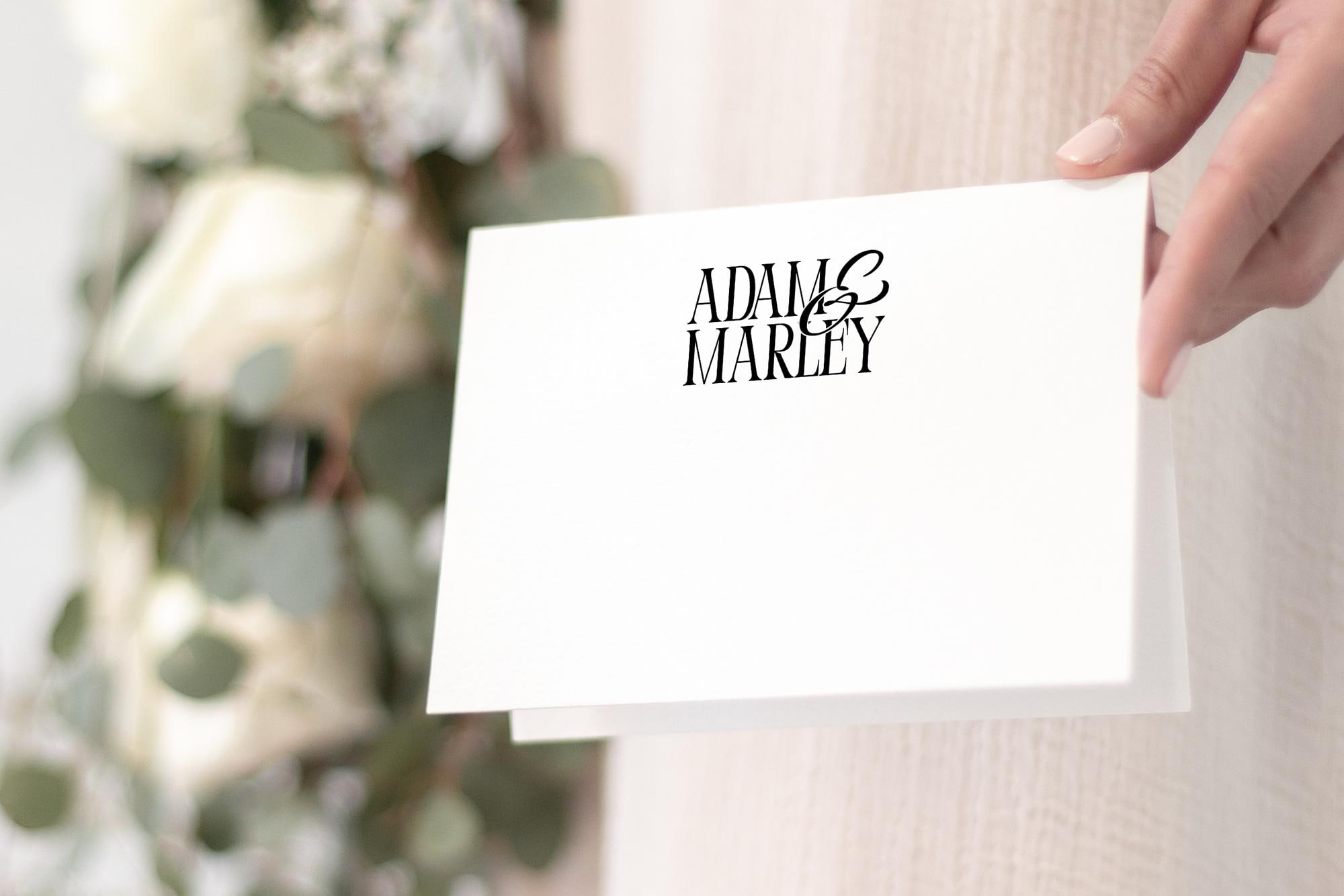 Personalized Wedding Logo Notecards – Custom Folded Stationery Set ...