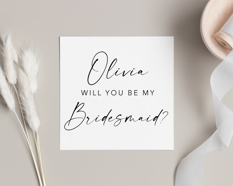 Square 4x4 Bridesmaid Proposal Card, Will You Be My Bridesmaid, Will You Be My Maid of Honor, Bridesmaid Gift Box, Bridesmaid Proposal Card image 3