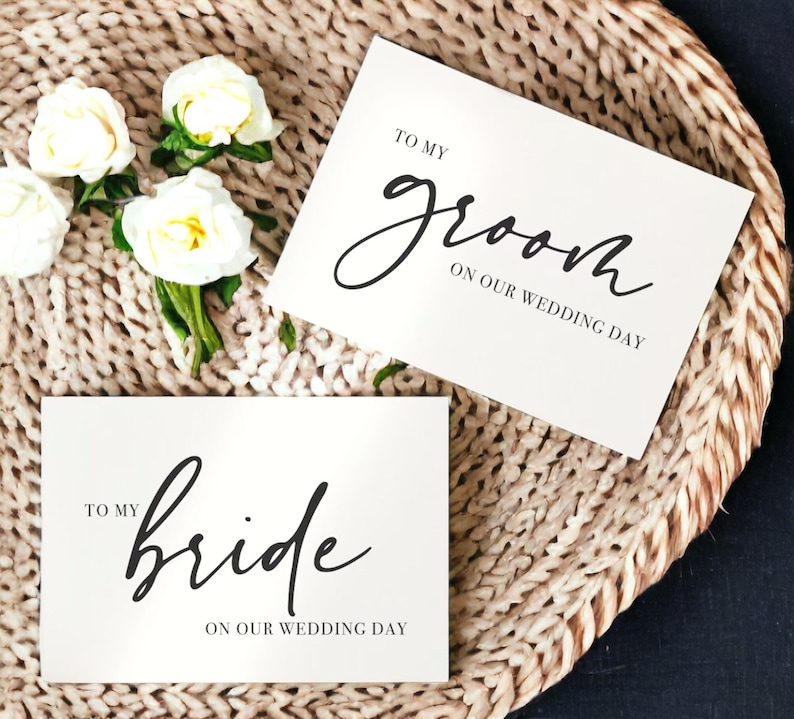 A mi novio en nuestra tarjeta del día de la boda, a mi tarjeta del día de la boda de la novia, regalo del novio, regalo de la novia, tarjeta para la novia a mi tarjeta del novio a la novia S23 imagen 1