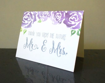 Wedding Shower Thank you From the Future Mr. & Mrs. Cards Watercolor Floral Set of 16