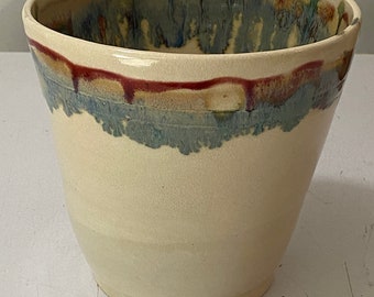 Stoneware Decorative Pot - Blue Drip glaze - POT6\7CLdrip