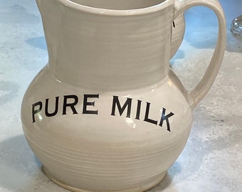 White Stoneware PURE MILK Pitcher-PMPT87Grooves