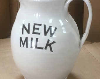 White Stoneware NEW MILK Pitcher-NMPT86CW0G