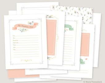May include: Printable pages with a floral design and the text "My Baptism Day". The pages include lines for writing information about the baptism, such as the date, place, and who performed the ceremony.