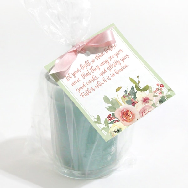 LDS Relief Society Birthday Gift Tag for Candle - Let Your Light Shine Gift Idea, Matthew 5:16 Scripture for Present Label, LDS Young Women