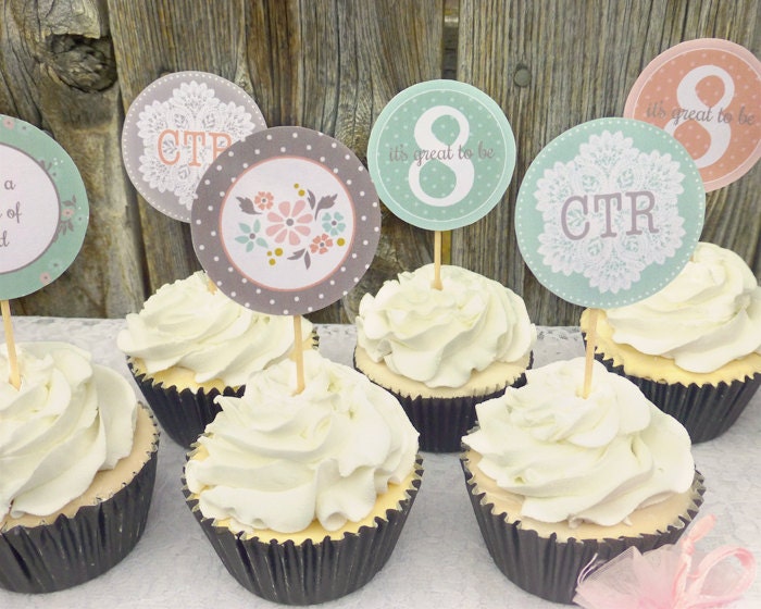 Great to Be 8 Cupcake Toppers Printable: LDS Girl Baptism | Etsy