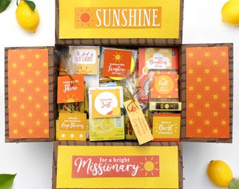 Missionary Box of Sunshine Printables: LDS Care Package Tags, Sunshine Gift Decor, Uplifting Mission Inserts, Gift Labels, and Scriptures