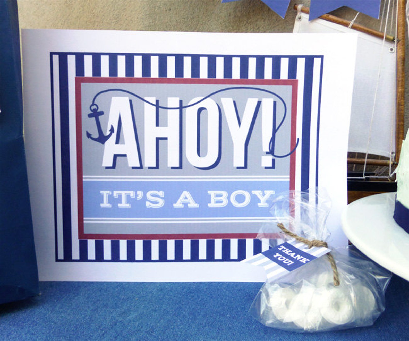 Ahoy It's a Boy Party Printable Set: Nautical Baby Boy - Etsy