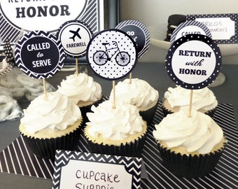 LDS Missionary Cupcake Toppers Printable: 2&quot; Party Circles -- Farewell Party Decoration -- Instant Download