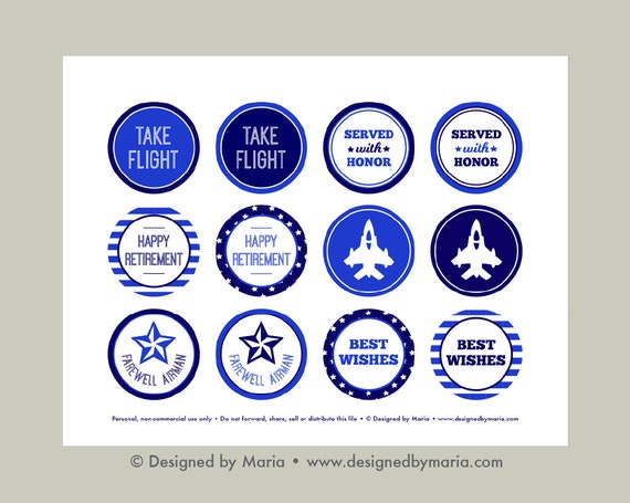 Air Force Retirement Cupcake Toppers Printable 2 Party Etsy