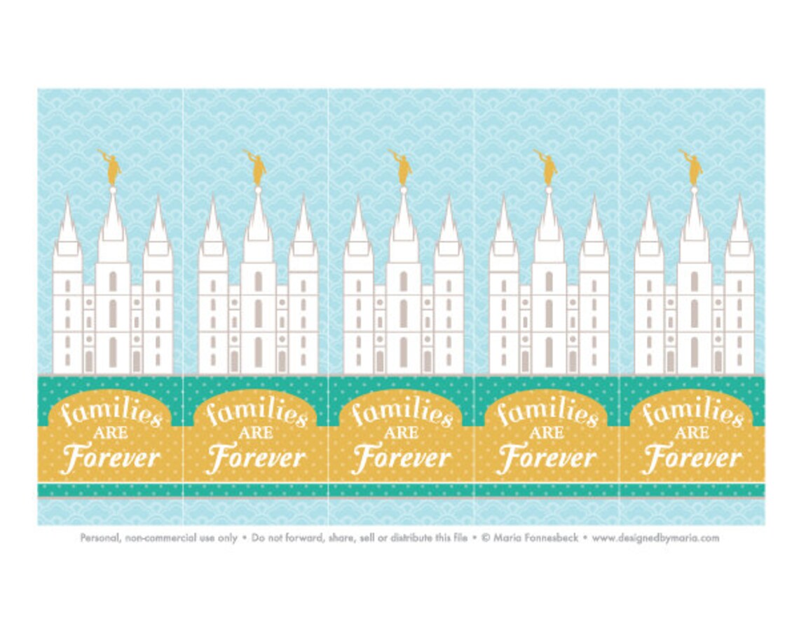 LDS Primary Bookmark Printable: Families Are Forever Temple - Etsy