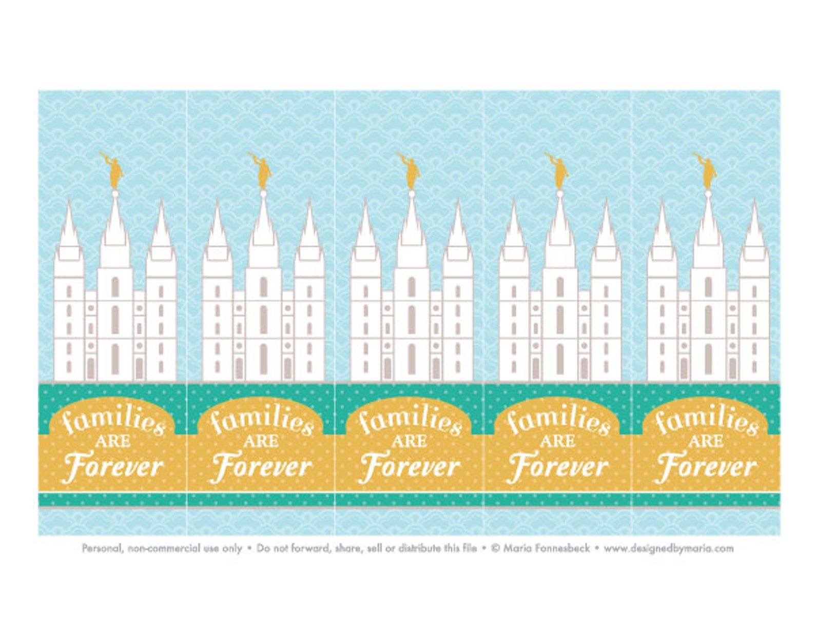 LDS Primary Bookmark Printable: Families Are Forever Temple - Etsy