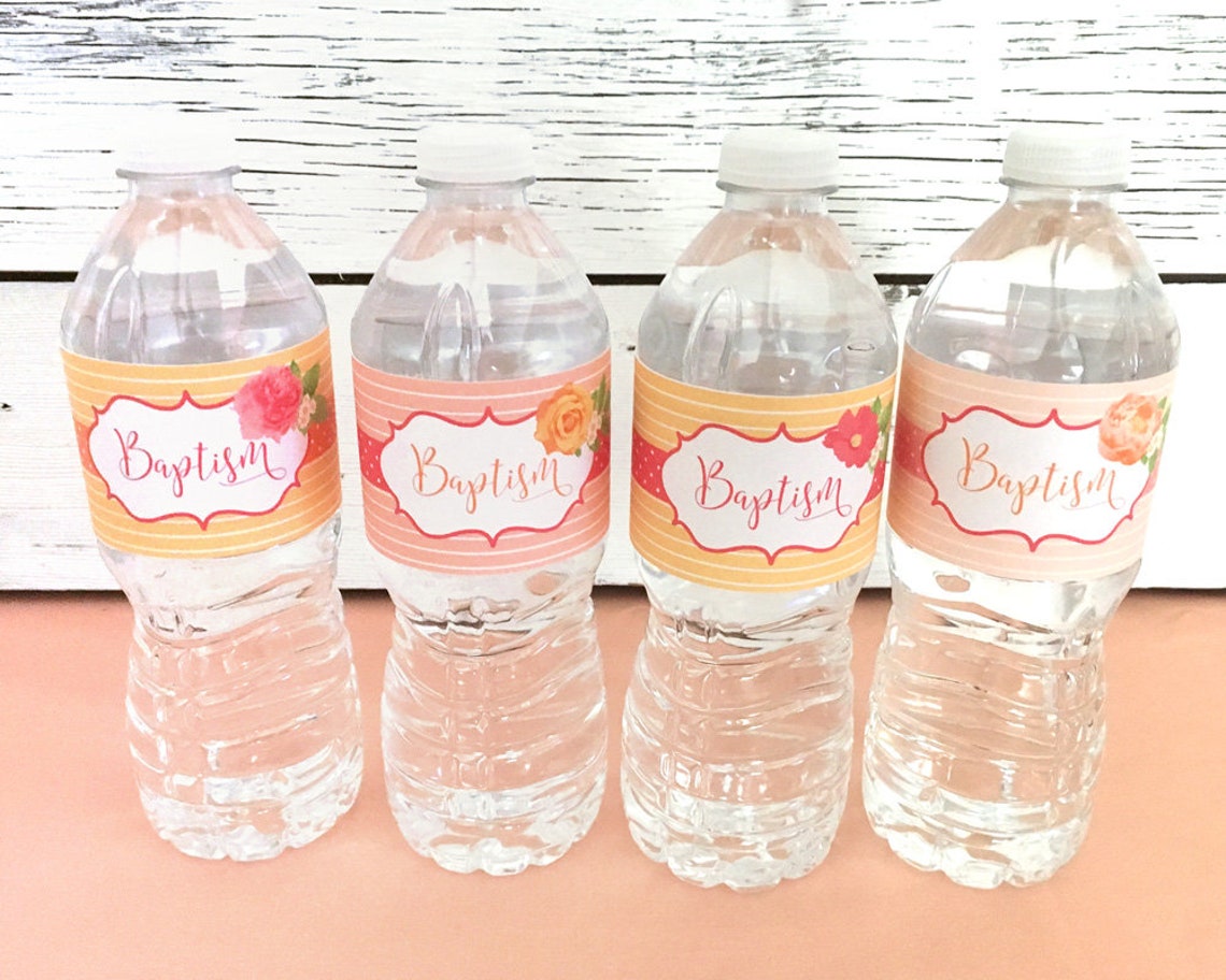 Baptism Water Bottle Wraps Printable Baptism Wrappers Etsy