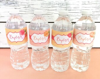 Baptism Water Bottle Wraps Printable: Baptism Wrappers - Instant Download for Girl or Woman Baptism Party - LDS, Catholic, Methodist