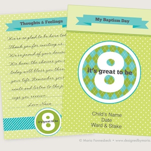 LDS Baptism Testimony Cards Printable with Cover: Boy Design - Guests Write Their Thoughts & Feelings for a Great Keepsake, Memento