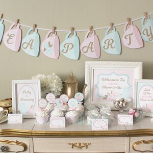 Tea Party Baby Shower Printable Set Decorations: Classic Shabby Chic ...