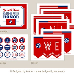 LDS Tennessee Mission Farewell Party Printable Set: Missionary Party Kit Downloads - Red Flag Banner, Decorations, Sign, Cupcake Toppers