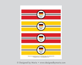 Germany Missionary Water Bottle Wraps Printable: LDS Mission Homecoming or Farewell Wrappers with Flag Design - Called to Serve Labels