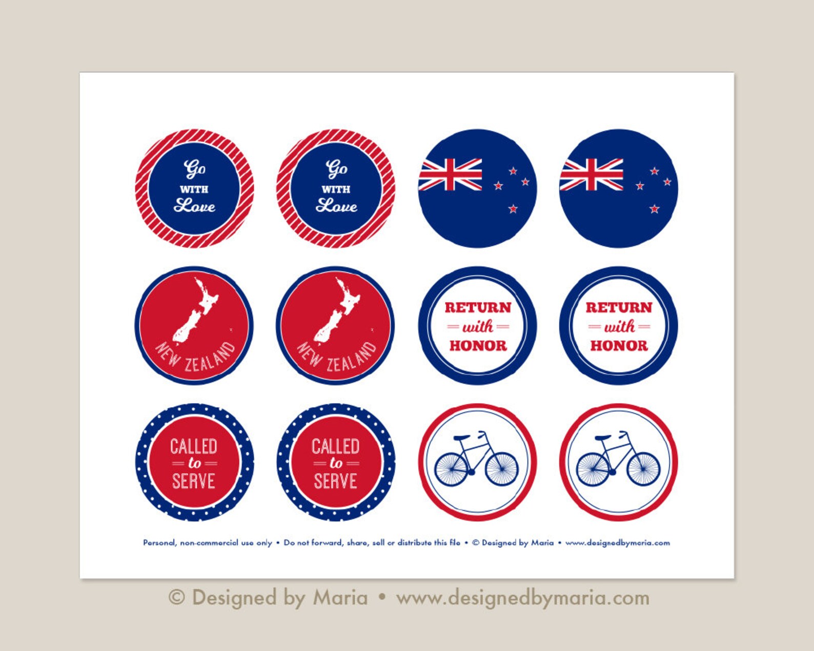 New Zealand Mission Cupcake Toppers Printable 2