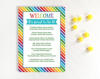 Great to be 8 Baptism Preview Fireside EDITABLE PDF Rainbow Program Imprimable : LDS Primary Turing 8 Party Téléchargement instantané Saint des derniers jours