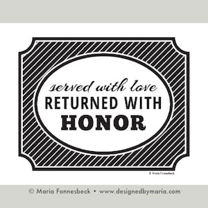 LDS Missionary Decoration Printable: Welcome Home Party Sign - Served with Love, Returned with Honor - Inspirational Gift - Black and White