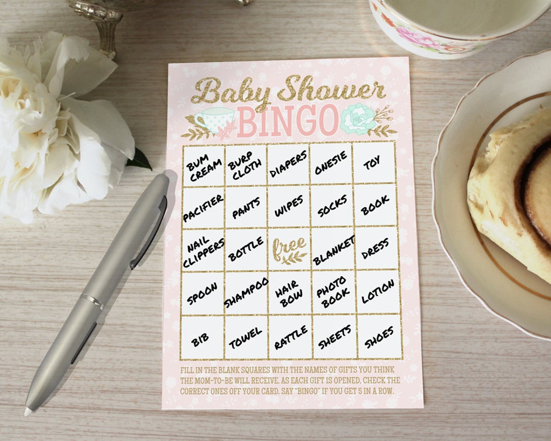 Baby Shower Bingo Game Tea Party Write Fill in Card With - Etsy