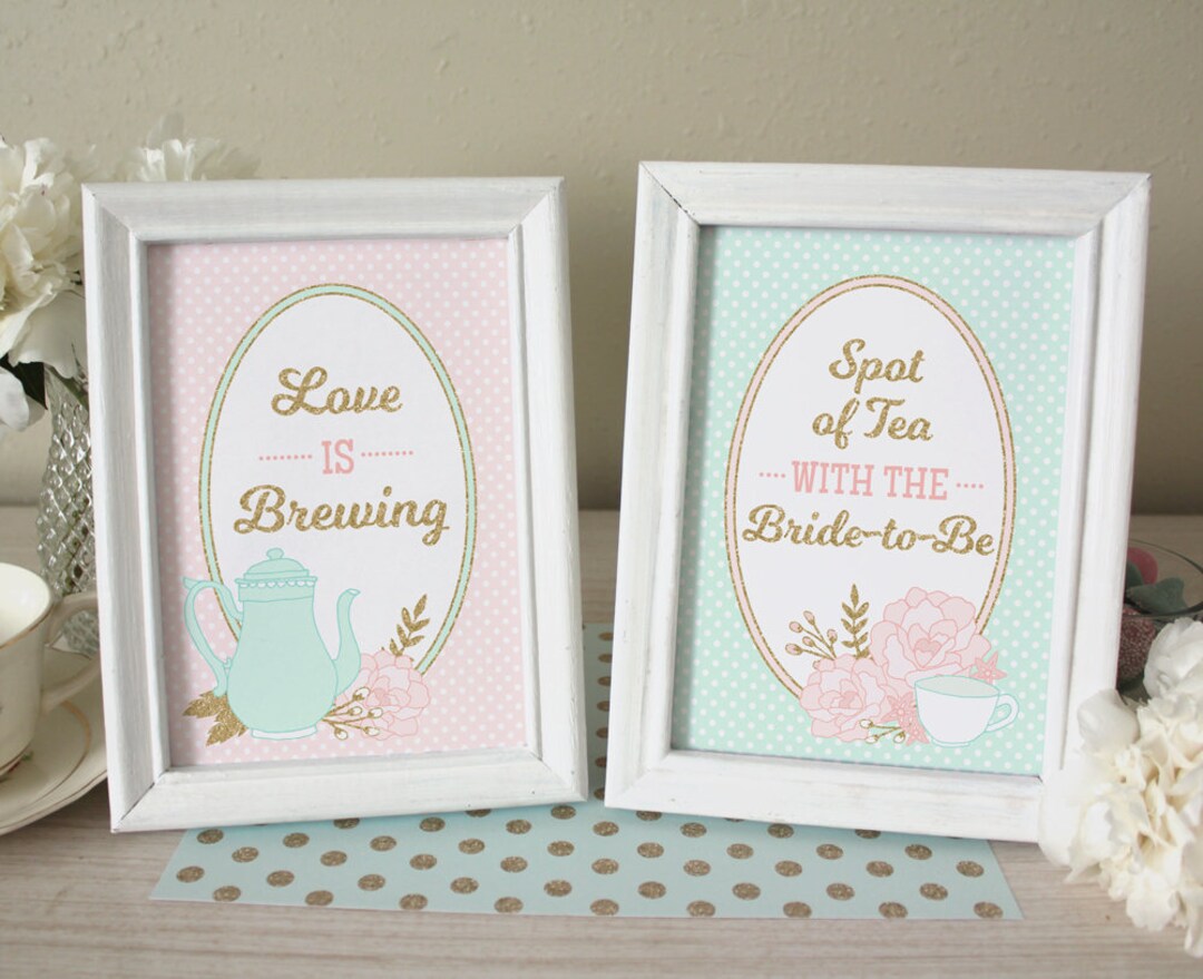 Decorations for Tea Party Bridal Shower: Printable Centerpiece Signs ...