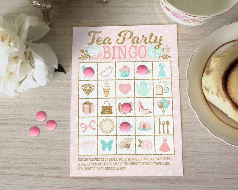 Tea Party Bingo Game DIY Bingo Cards Printable With 20 Etsy